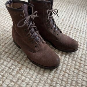 Frye Leather Suede Veronica lace up combat boots